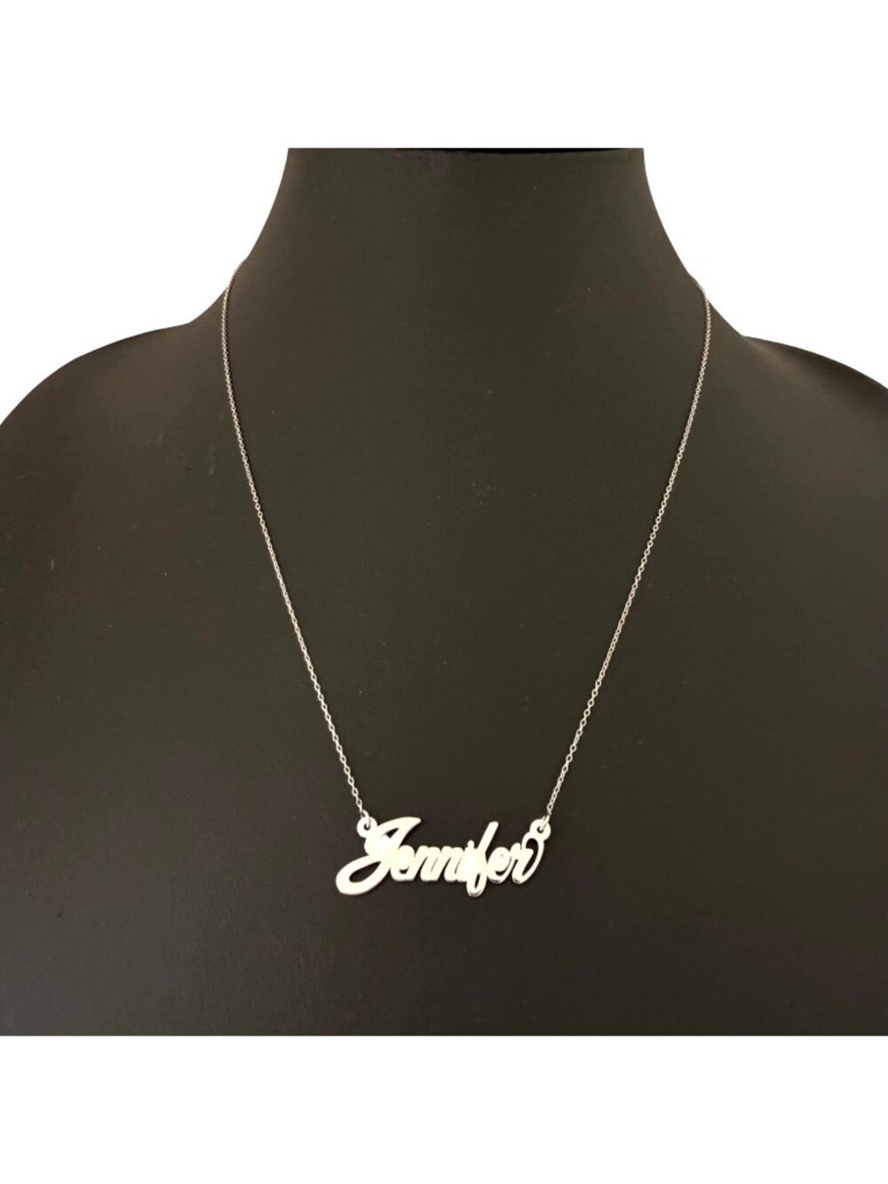 Necklace Jennifer Name Plate Y2K Minimalist Italy Sterling Silver 20 inches